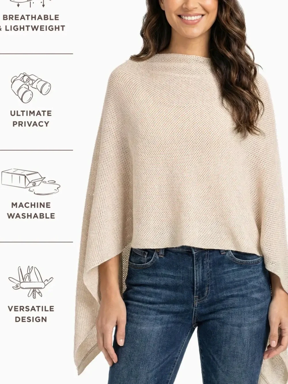 🤎 We Are AMMA Natural Cocoon Neutral Oatmeal Color Nursing Cover Shawl Wrap